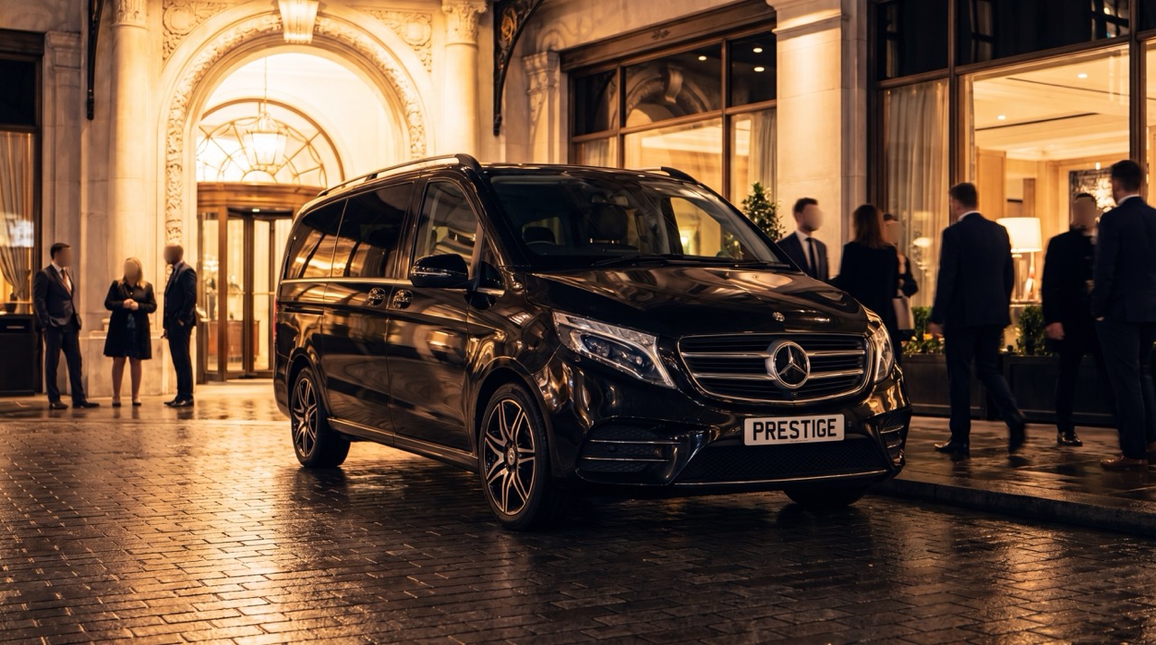 Mercedes V-Class party chauffeur on a city night out — Milton Keynes