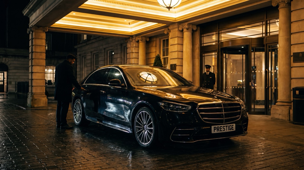 Mercedes S-Class chauffeur for hotel pickup and drop-off — Milton Keynes